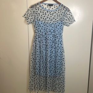 Blue and Black Polka Dot Tulle Dress